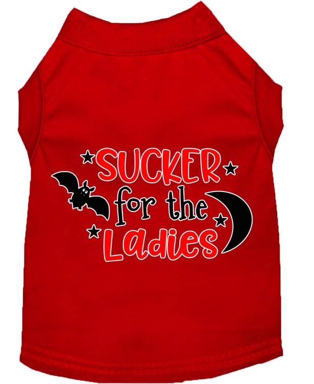 Sucker for the Ladies Screen Print Dog Shirt Red Med